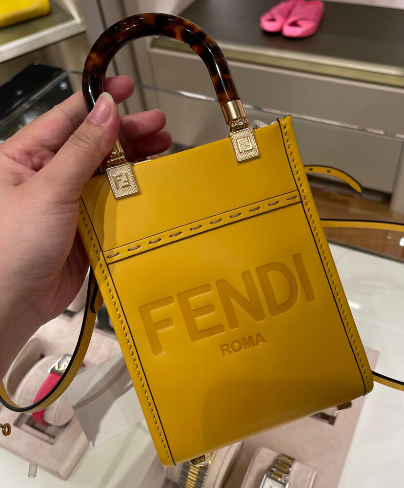 Fendi Mini Sunshine Shopper Bag 8BS051 Yellow